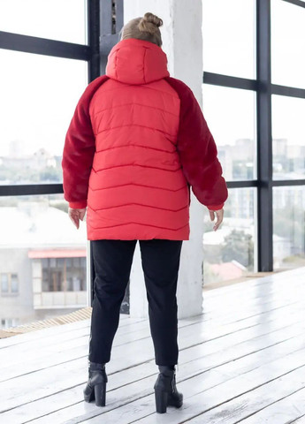 Красная зимняя женская куртка большого размера зимняя SK