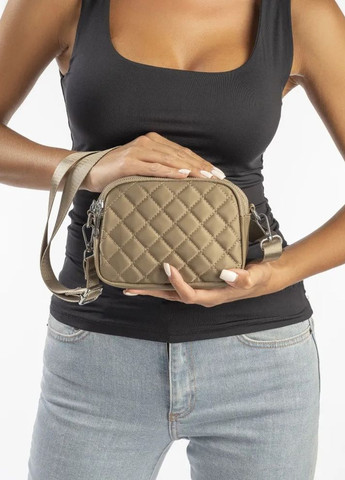Женская классическая сумка кросс-боди на ремешке на три отдела бежевая No Brand (273409306)