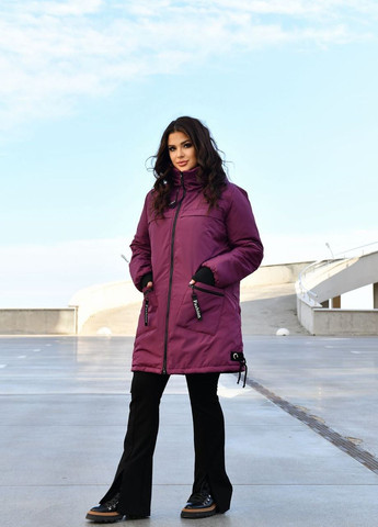 Бордовая женская куртка-пальто из плащевки цвет марсал р.48/50 445909 New Trend