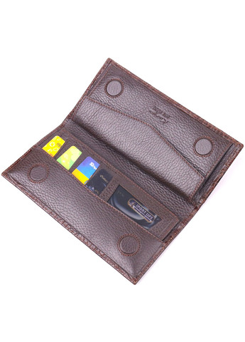 Интересный вертикальный бумажник из натуральной фактурной кожи 21434 Коричневый Karya (258286349)