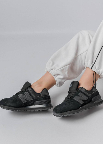 Черные демисезонные кроссовки женские ew balance, вьетнам New Balance 574 Premium All Black