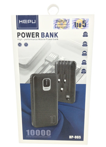 Power Bank 10000 mAh 2,1А реальна ємність Hepu HP-965 заряджання зовнішній акумулятор павербанк зі сертифікований No Brand (266144792)
