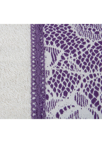 Romeo Soft полотенце - crochet молочный с фиолетовым кружевом 70*140 орнамент молочный производство - Турция