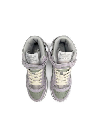 Серые демисезонные кроссовки женские, вьетнам adidas Originals Forum 84 Mid Grey Suede Olive