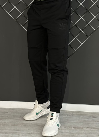 Демісезонні штани чорні з лого Adidas чорний лого (двонитка) Vakko (260816548)