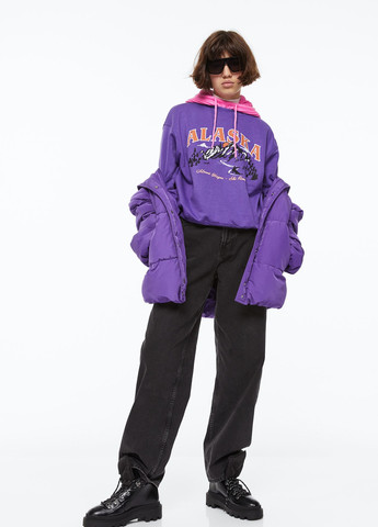 Фиолетовый демисезонный фиолетовый свитшот с принтом джемпер H&M