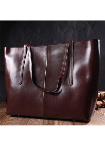 Практичная сумка шоппер из натуральной кожи 22103 Коричневая Vintage (260359794)