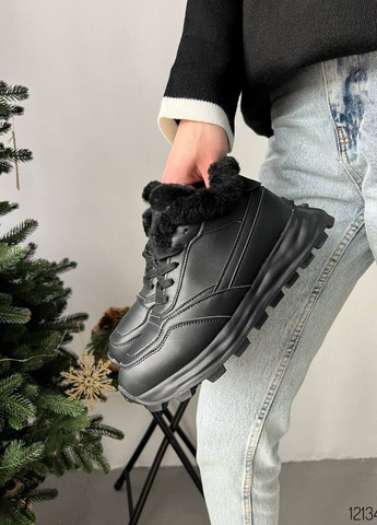 Черные зимние стильные зимние кроссовки No Brand