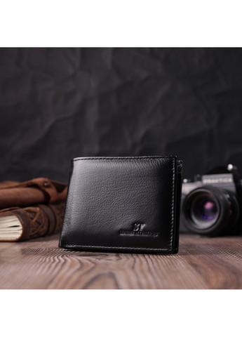 Чоловічий гаманець-затиск з натуральної шкіри 22460 Чорний st leather (278001146)
