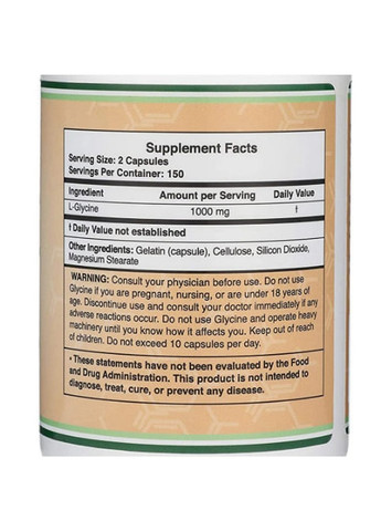 Double Wood Glycine 500 mg 300 Caps Double Wood Supplements (259734571)