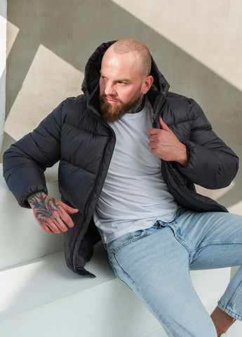 Темно-серая зимняя куртка зимняя пуховик мужская No Brand куртка пуховик