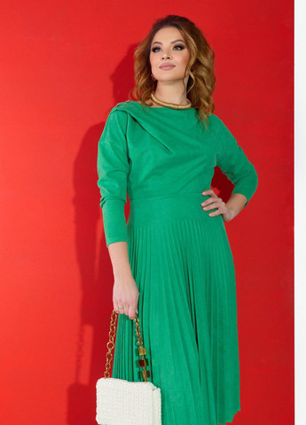 Зелена сукні великіх розмірів стильна замшева сукня (556631) Lemanta