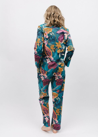 Бірюзова всесезон піжама жіноча 9892-9893 кофта + брюки Cyberjammies Maple