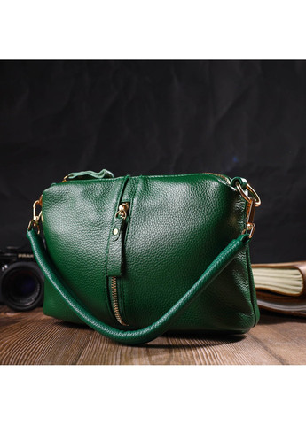 Молодіжна сумка через плече з натуральної шкіри 22097 Зелена Vintage (260359842)