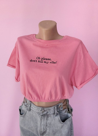 Розовая футболка укороченная с надписью розовая Pink Woman