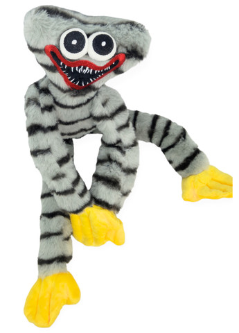 Хагі Вагі м'яка іграшка плюш 40 см із липучками на руках сірий смугастий Huggy Wuggy Poppy Playtime No Brand (266702604)