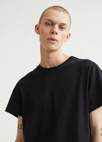 Черная футболка,чорний, H&M