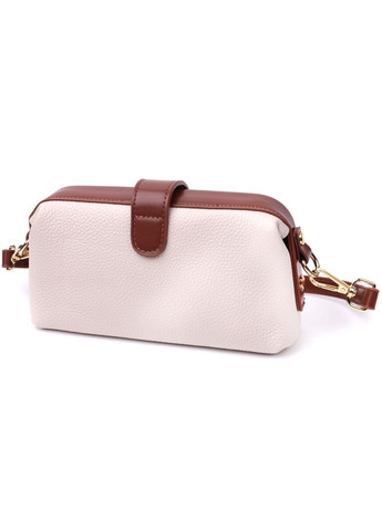 Чудовий клатч з цікавою клямкою з натуральної шкіри 22426 Білий Vintage (276461756)