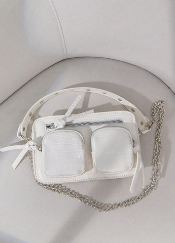 Жіноча сумка T-295 крос-боді рептилия через плече біла No Brand (276324139)
