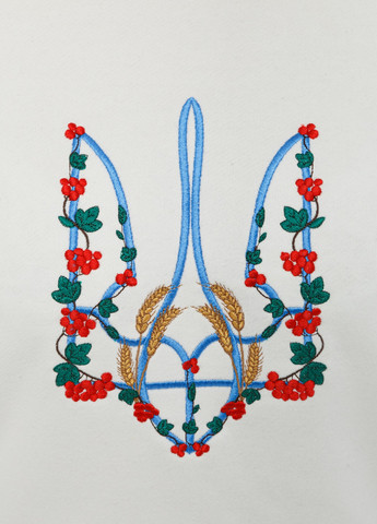 Женский свитшот с вышивкой "Тризуб червона калина" белый Мальви - Свободный крой украинская символика белый футер - (257591636)