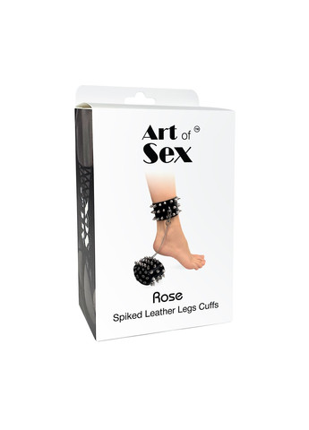 Поножи с шипами из натуральной кожи - Rose, цвет черный Art of Sex (259790598)