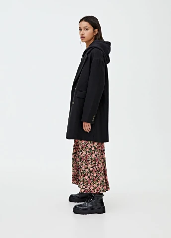 Чорне Пальто,чорний, Pull & Bear