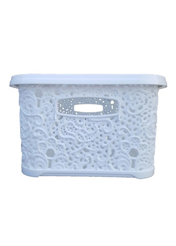 Кошик коробка бокс органайзер короб для зберігання речей універсальний з кришкою ручками 21x29x12.5 см (475584-Prob) Білий Unbranded (269002749)