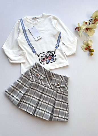 Молочный демисезонный костюм для девочки юбка+реглан yb20403/20429 юбочный Y-Clu