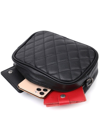 Классическая кожаная женская сумка через плечо на одно отделение 22387 Черная Vintage (276461735)