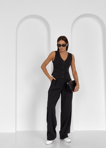 Женский костюм двойка жилетка и палаццо цвет черный р.L 441431 New Trend (263133985)