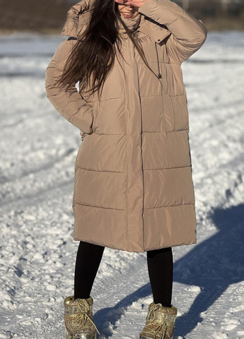 Молочна зимня куртка жіноча зима бежевого кольору Let's Shop