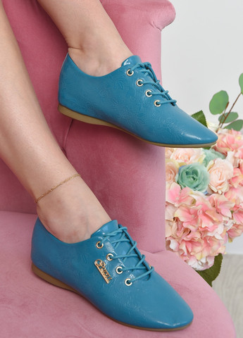 Туфлі жіночі блакитного кольору на шнурівці Let's Shop (259316803)