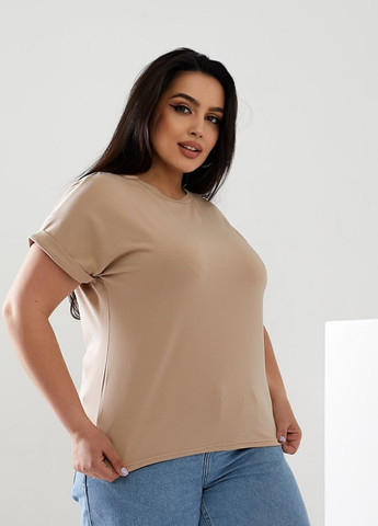Бежева жіноча футболка колір бежевий р.42/46 432369 New Trend