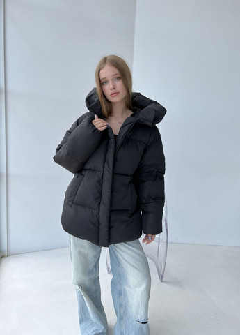 Черная зимняя подростковая зимняя куртка для девочки черная 127052 No Brand