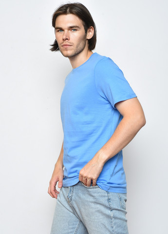 Блакитна футболка чоловіча однотонна блакитного кольору Let's Shop