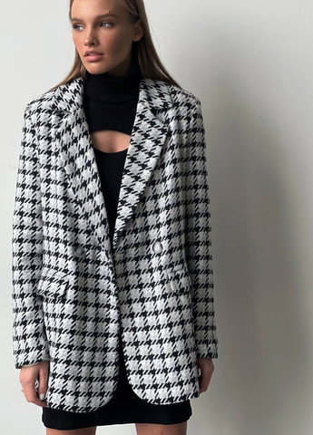 Черный женский жакет Liton в клеточку - демисезонный