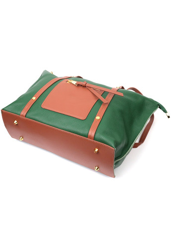 Яркая двухцветная женская сумка из натуральной кожи 22302 Зеленый Vintage (276457555)
