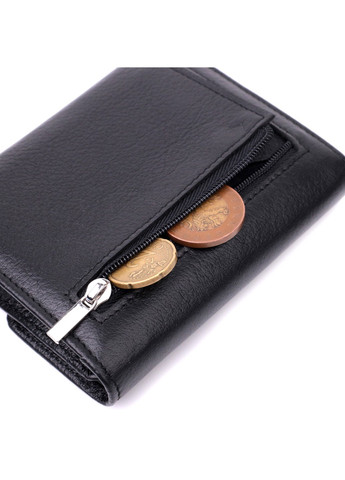 Жіночий гаманець з монетницею з натуральної шкіри 19494 Чорний st leather (277980589)