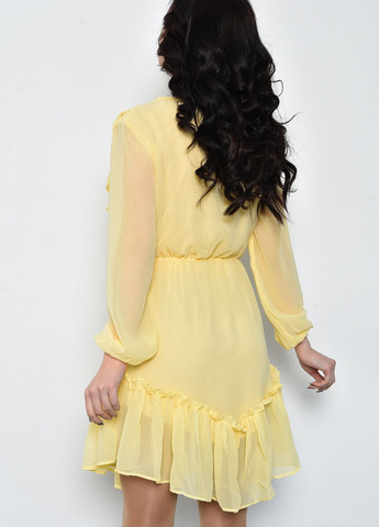 Желтое кэжуал платье женское шифоновое желтого цвета баллон Let's Shop однотонное