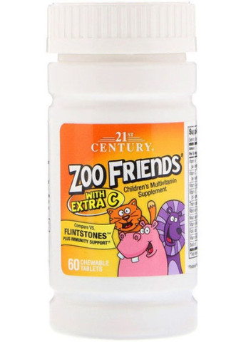Zoo Friends with Extra C 60 Chewable Tabs 21st Century (256721013)