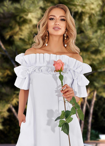Білий сукнi норма стильна біла сукня (ут000065869) Lemanta
