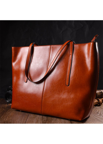 Стильна сумка шоппер із натуральної шкіри 22096 Руда Vintage (260359844)