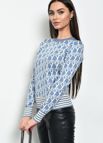 Блакитний демісезонний светр жіночий з принтом блакитного кольору пуловер Let's Shop