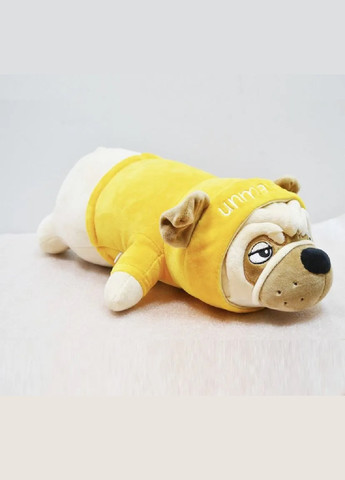 М'яка іграшка обіймашка подушка антистрес довга плюшева собака мопс в одязі 92 см (475885-Prob) З помаранчевою кофтою Unbranded (275068627)