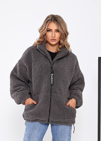 Сіра жіноча куртка баранчик колір сірий р.44/50 444646 New Trend