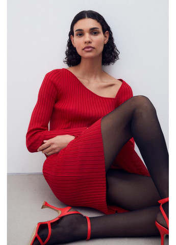 Червона коктейльна жіноча облягаюча сукня в рубчик н&м (56423) xs червона H&M