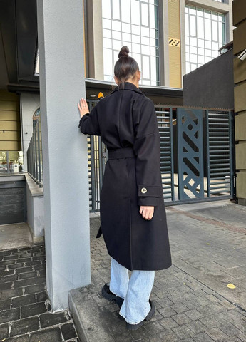 Черное демисезонное Стильное пальто No Brand