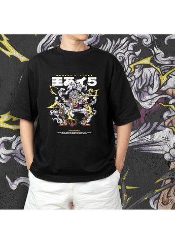 Чорна футболка з принтом ван піс - luffy niko 2 No Brand