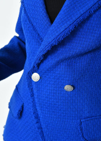 Синий женский пиджак женский синего цвета Let's Shop с орнаментом - демисезонный