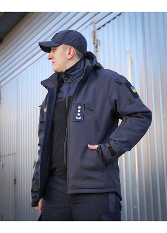 Куртка тактична Хантер Софтшелл темно-синя на сітці No Brand (258187229)